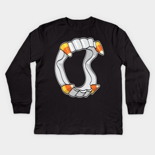 Candy Corn Vampire Fangs Kids Long Sleeve T-Shirt